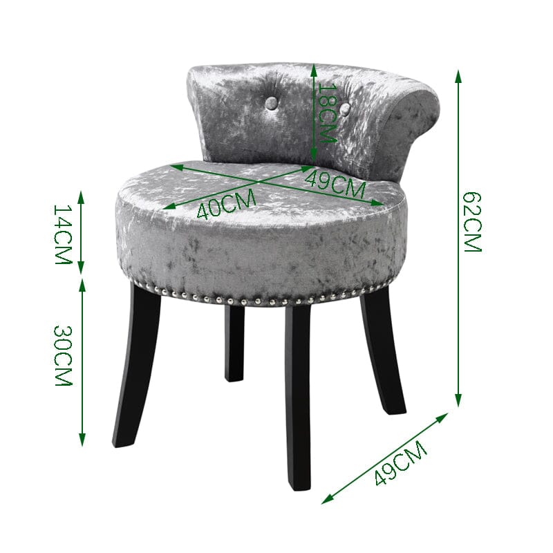Crushed Velvet Vanity Stool with Button-Tufted Backrest Living and Home 