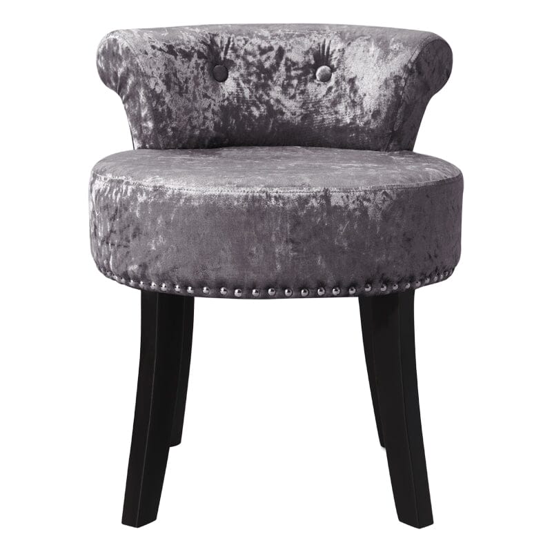 Velvet Upholstery Round Accent Chair Dressing Stool – Living and Home
