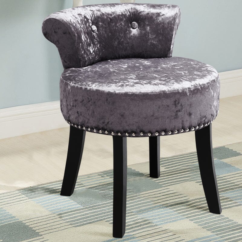 Velvet Upholstery Round Accent Chair Dressing Stool – Living and Home