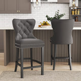 Dining Bar Chairs Wooden Velvet Buttoned Bar Stool Bar Stools Living and Home Grey 2 Chairs 