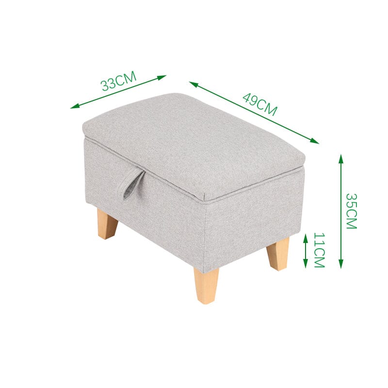 Linen Upholstered Storage Footstool with Solid Wood Legs and Lift-Up Seat Living and Home 