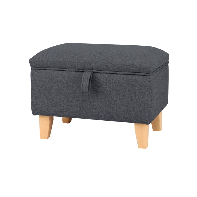 Linen Upholstered Storage Footstool with Solid Wood Legs and Lift-Up Seat Living and Home S Dark gray 