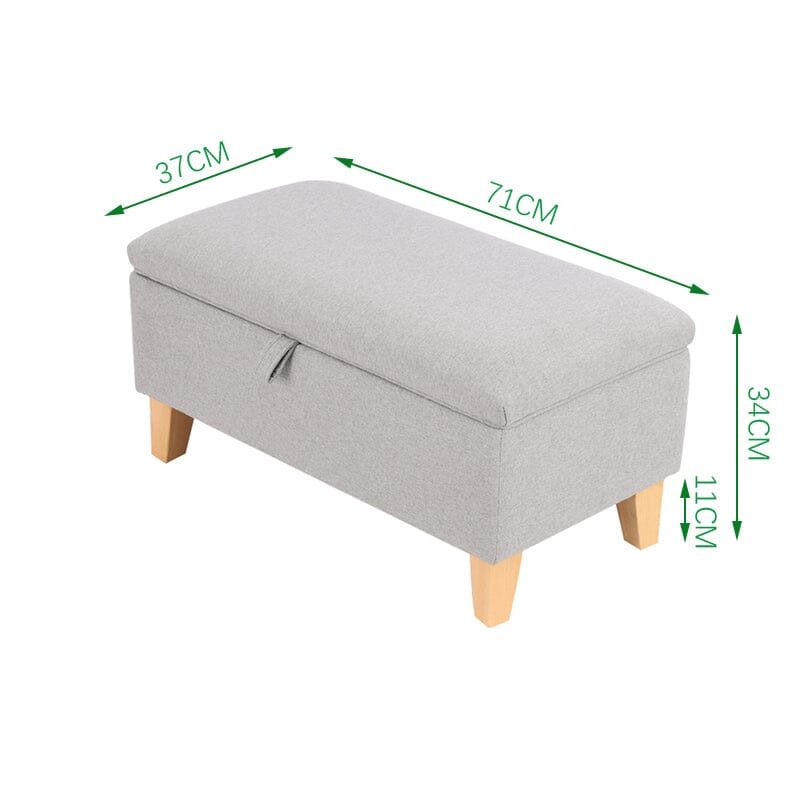 Linen Upholstered Storage Footstool with Solid Wood Legs and Lift-Up Seat Living and Home 