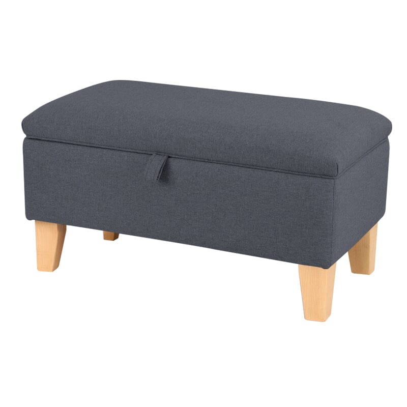 Linen Upholstered Storage Footstool with Solid Wood Legs and Lift-Up Seat Living and Home L Dark gray 