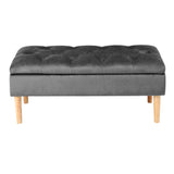 100cm Grey Velvet Upholstered Storage Bench Storage Footstools & Benches Living and Home 