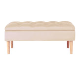 100cm Grey Velvet Upholstered Storage Bench Storage Footstools & Benches Living and Home Cream 