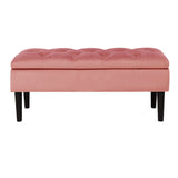 100cm Grey Velvet Upholstered Storage Bench Storage Footstools & Benches Living and Home Pink 