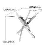 120cm Stylish Tempered Glass Dining Table Dining Tables Living and Home 