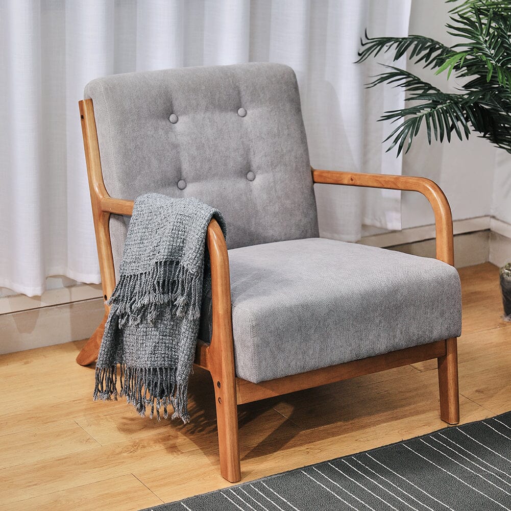 Wood accent chair shop with cushion