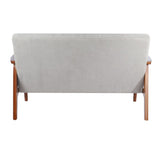Linen Padded 2 Seater Sofa Rubber Wood Loveseat 2 Seater Sofas Living and Home 