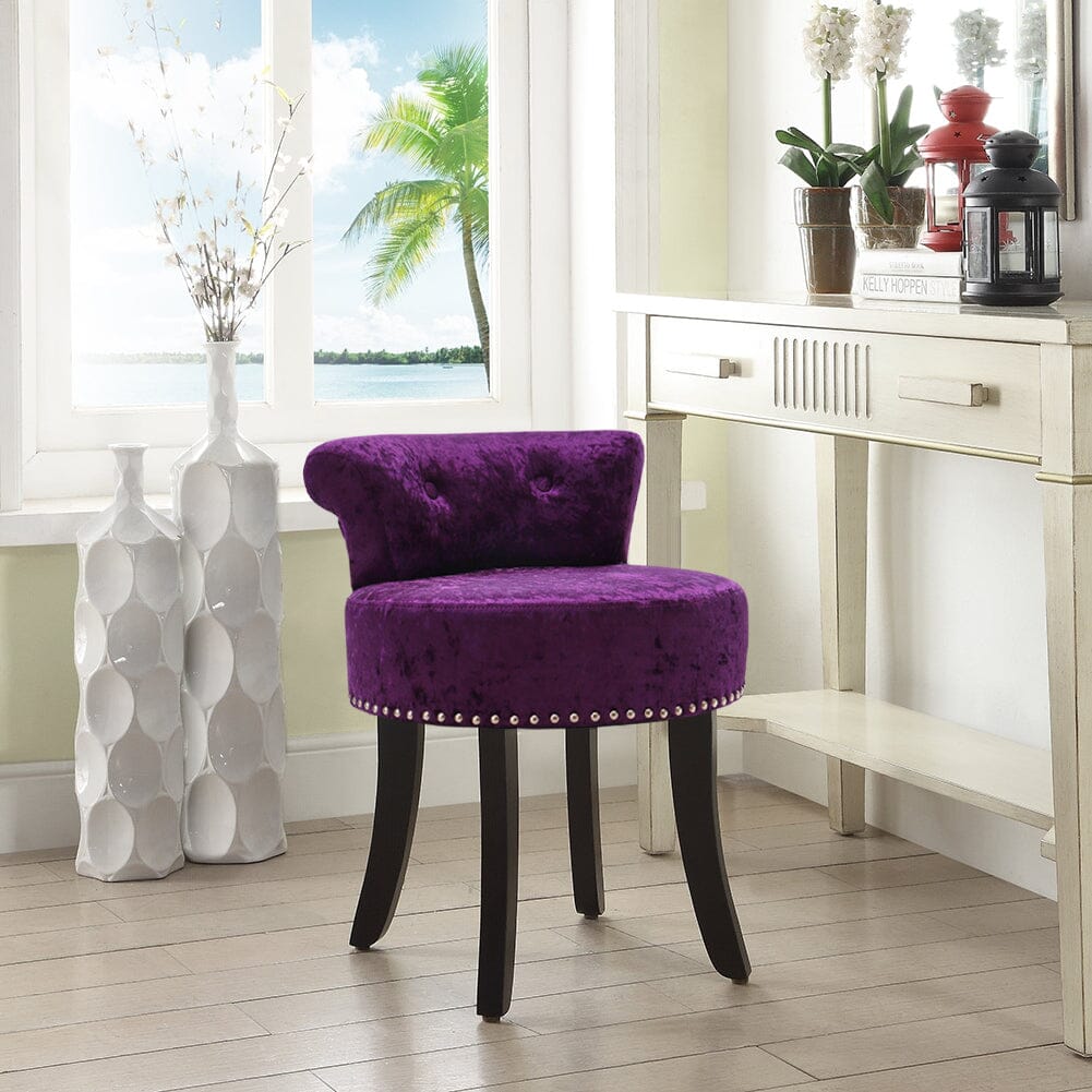 Velvet Upholstery Round Accent Chair Dressing Stool – Living and Home