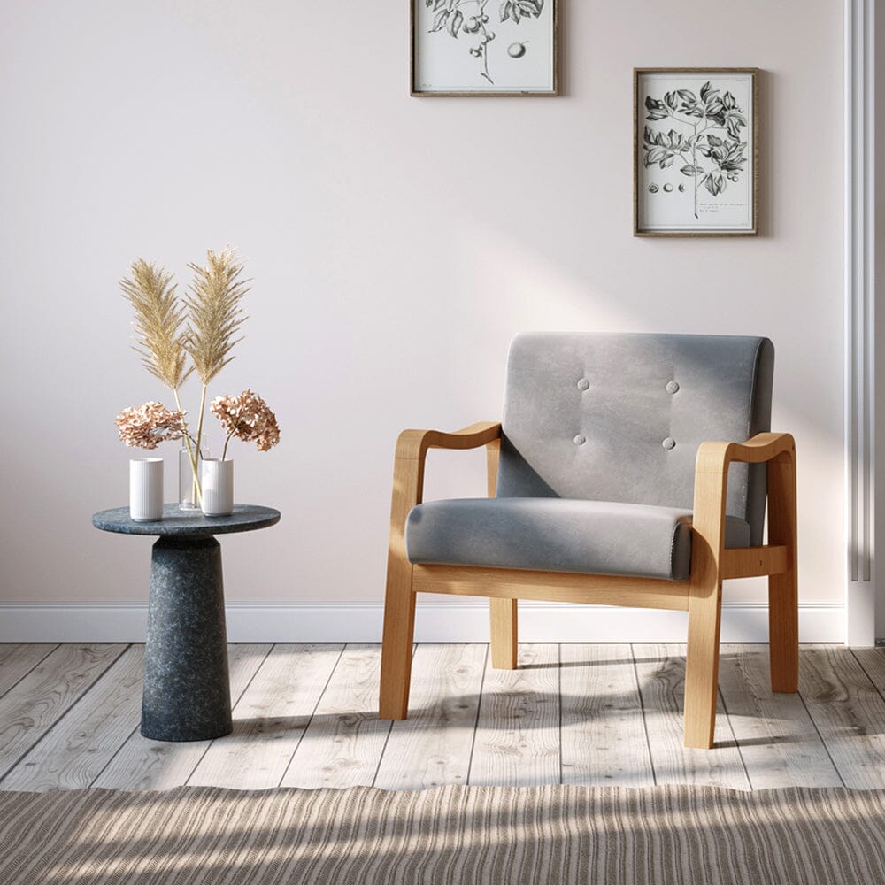 Scandi-Inspired Wooden Arm Accent Chair Living and Home 