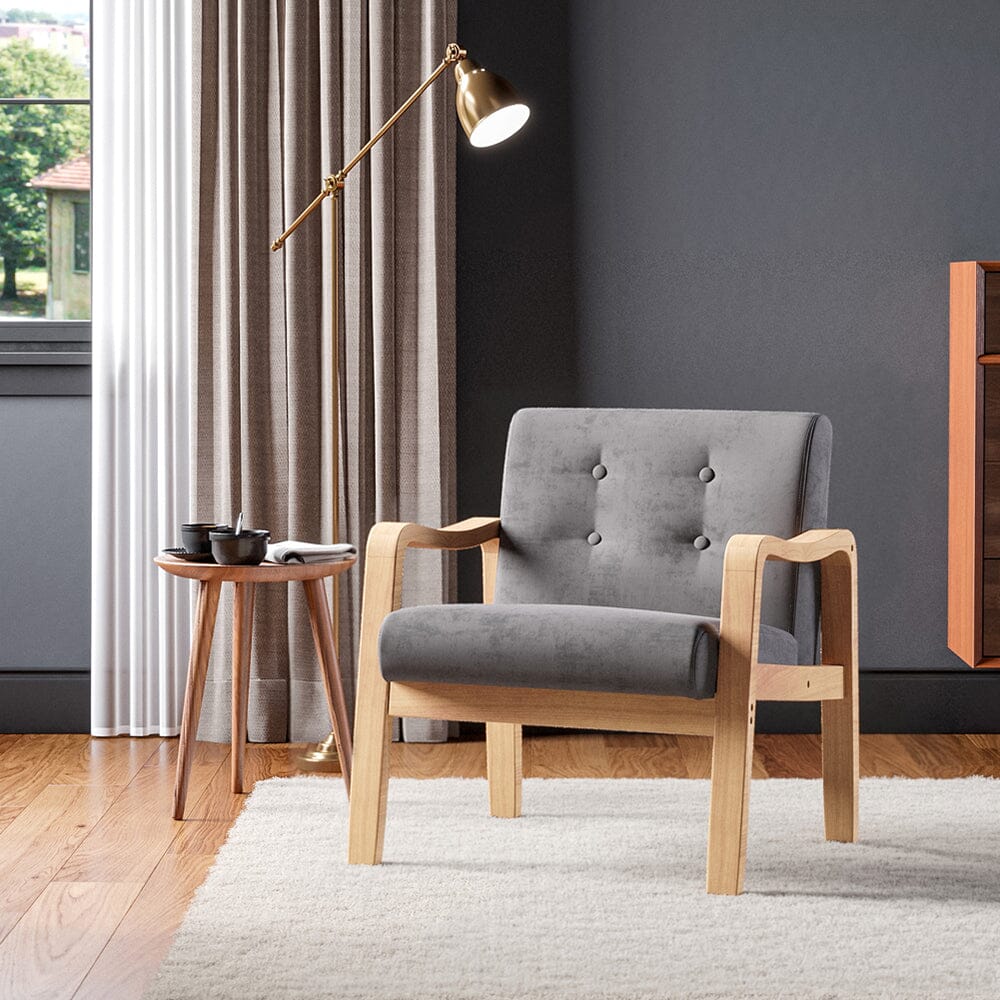 Scandi-Inspired Wooden Arm Accent Chair Living and Home 