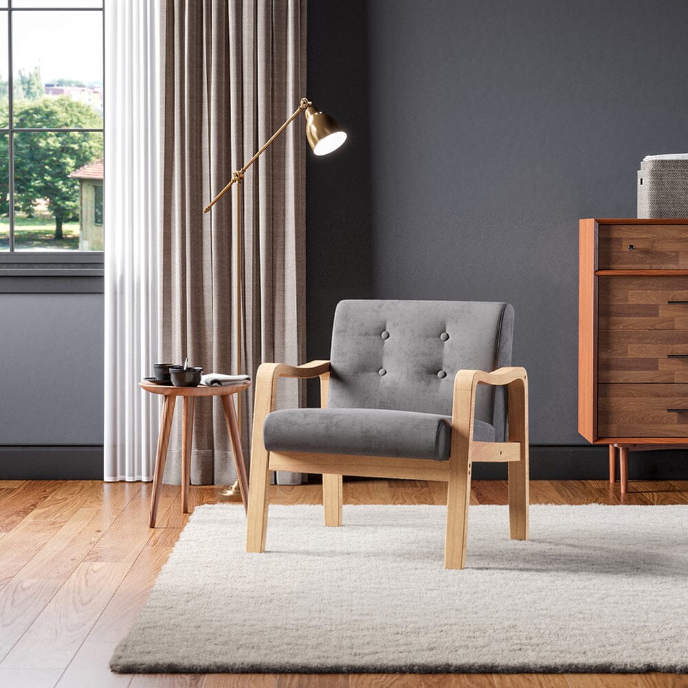 Scandi-Inspired Wooden Arm Accent Chair Living and Home 
