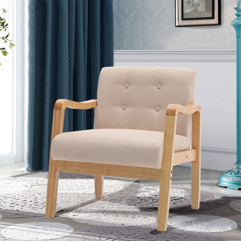 Scandi-Inspired Wooden Arm Accent Chair Living and Home Beige 