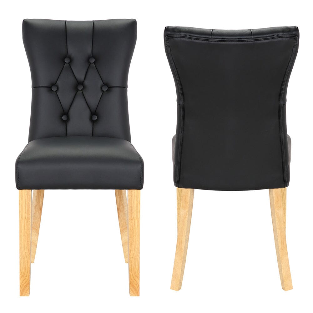 Elegant Black Dining Chair with PU Leather and Rubberwood Legs Living and Home 