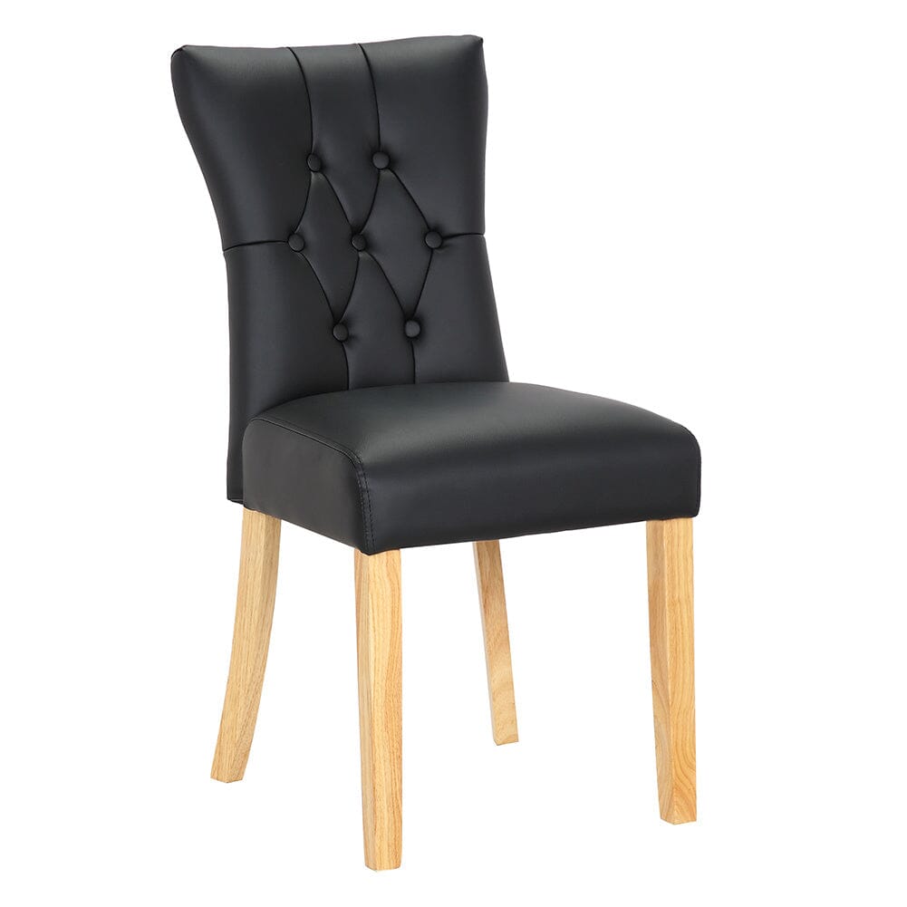 Elegant Black Dining Chair with PU Leather and Rubberwood Legs Living and Home 