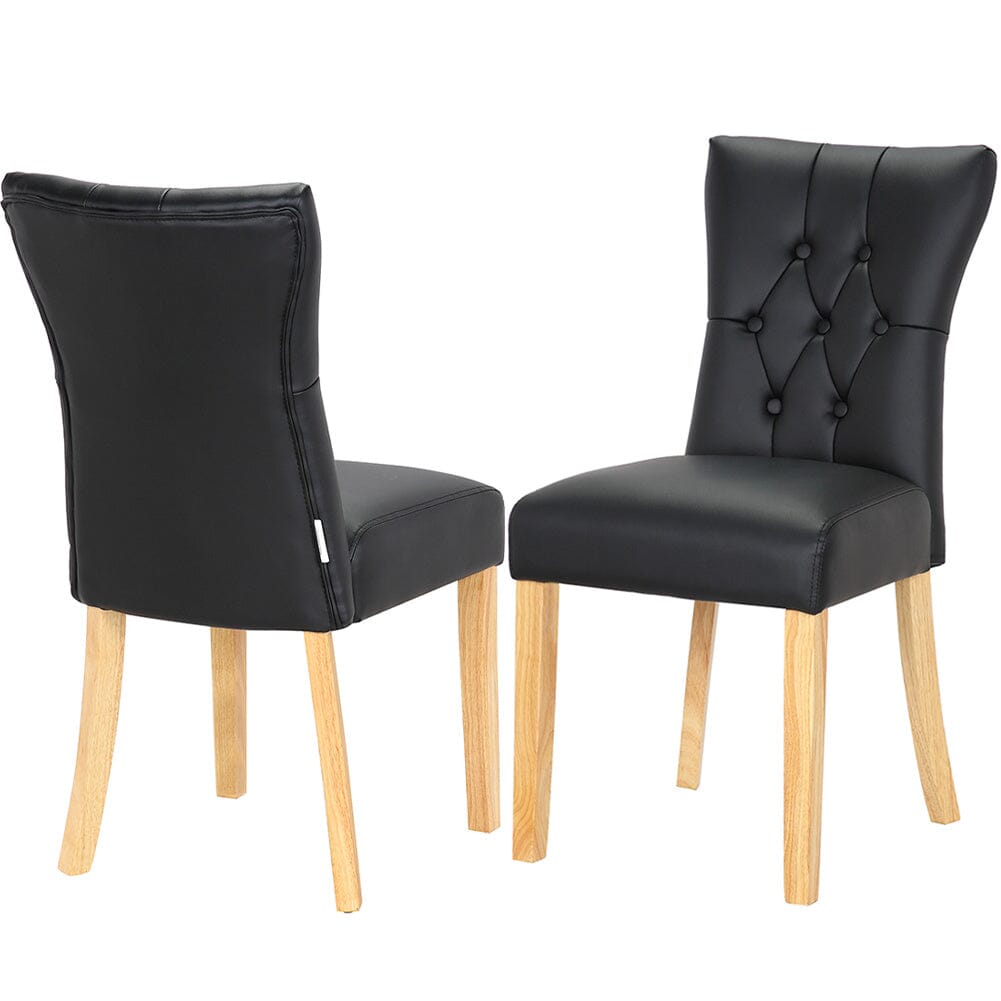 Elegant Black Dining Chair with PU Leather and Rubberwood Legs Living and Home 