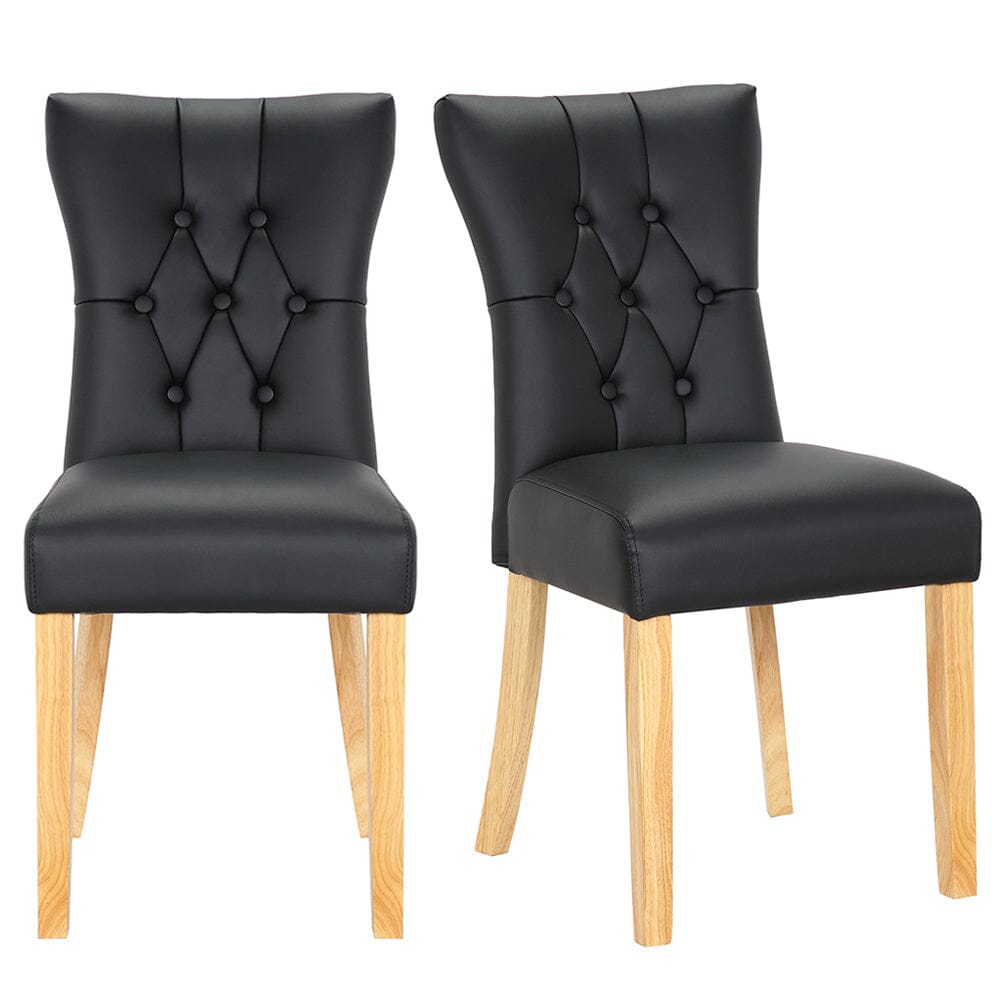 Elegant Black Dining Chair with PU Leather and Rubberwood Legs Living and Home 