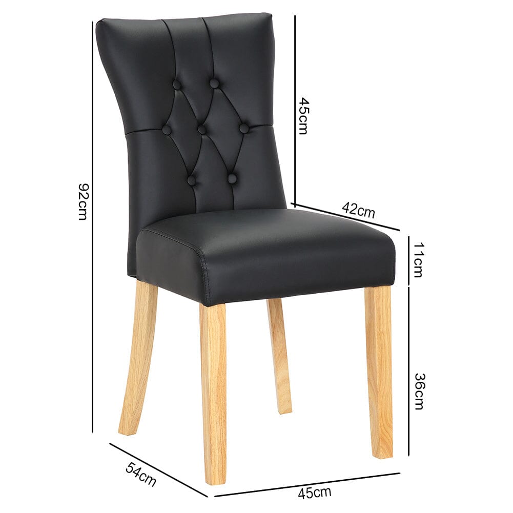 Elegant Black Dining Chair with PU Leather and Rubberwood Legs Living and Home 