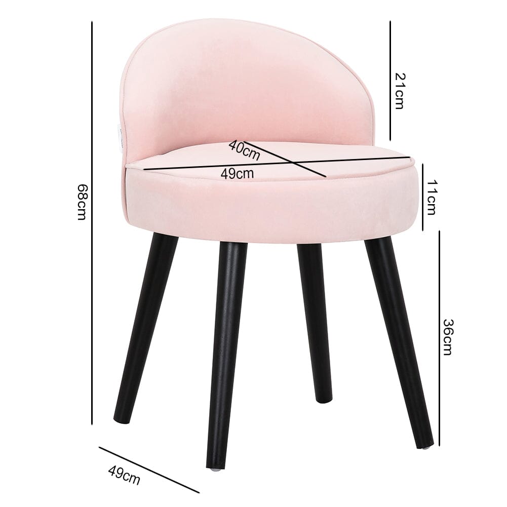 Velvet Upholstered Vanity Stool with Black Rubber Wood Legs Living and Home 