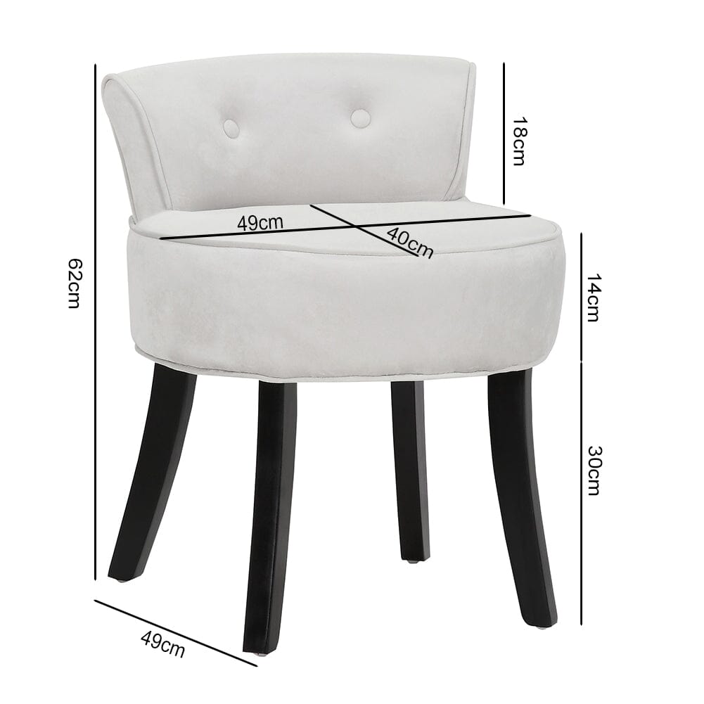 Velvet Vanity Stool with Button-Tufted Backrest & Dual Leg Finishes Living and Home 