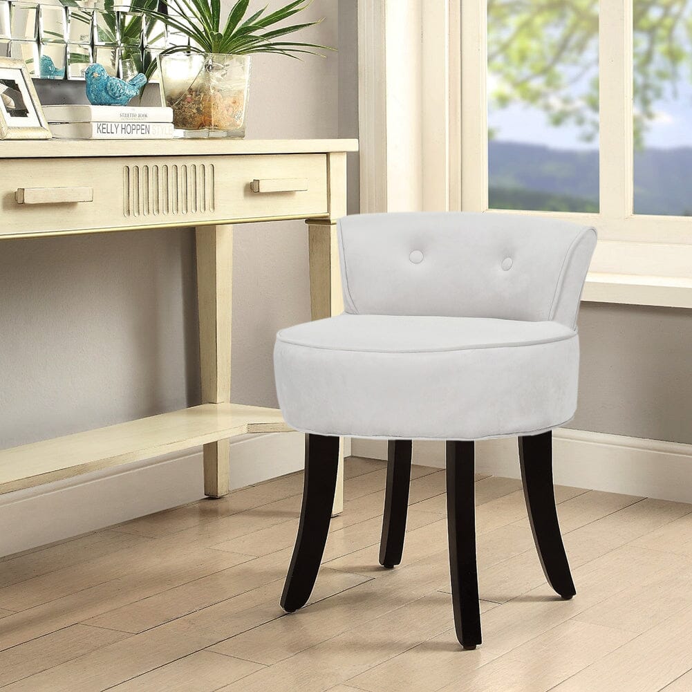 Velvet Vanity Stool with Button-Tufted Backrest & Dual Leg Finishes Living and Home 