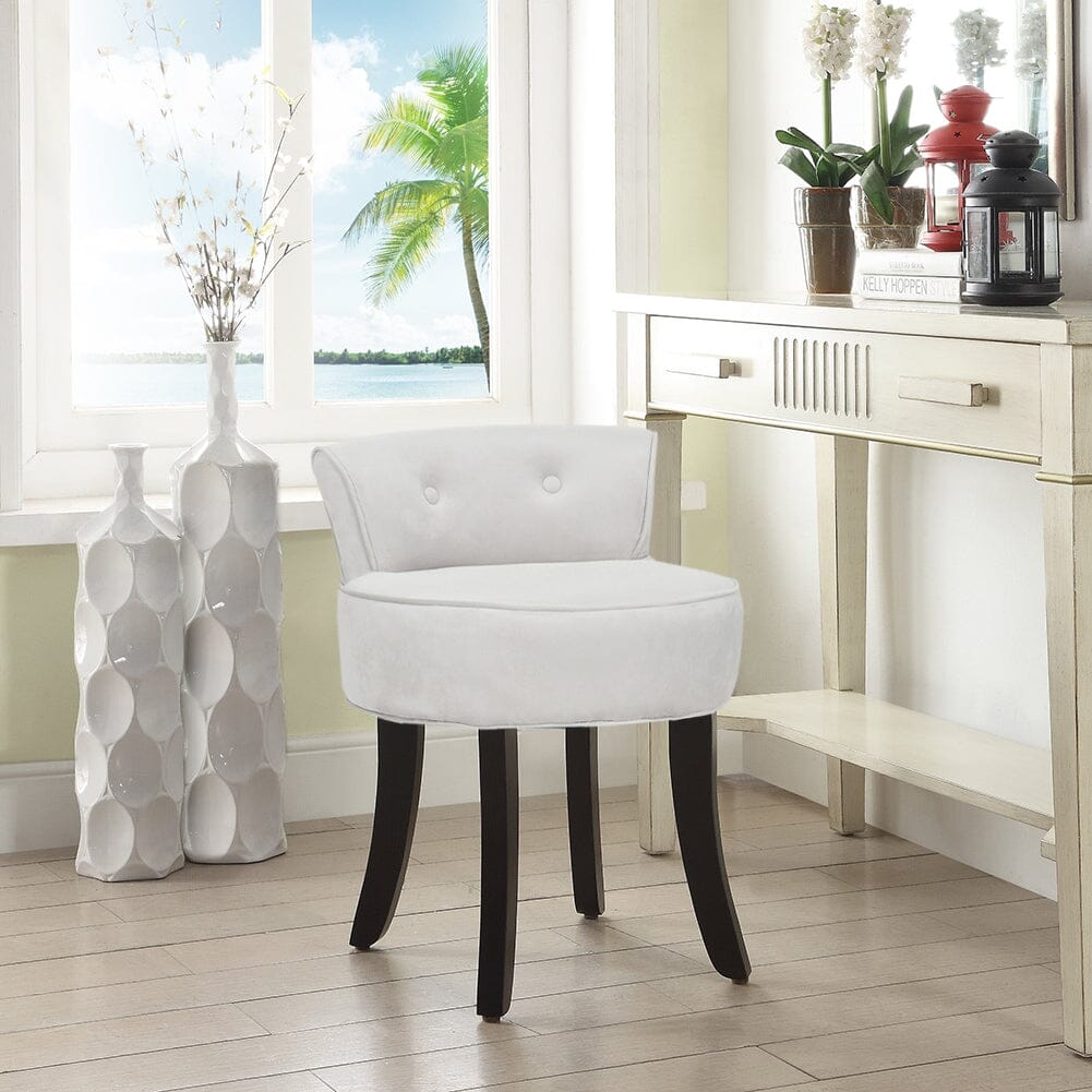 Velvet Vanity Stool with Button-Tufted Backrest & Dual Leg Finishes Living and Home 