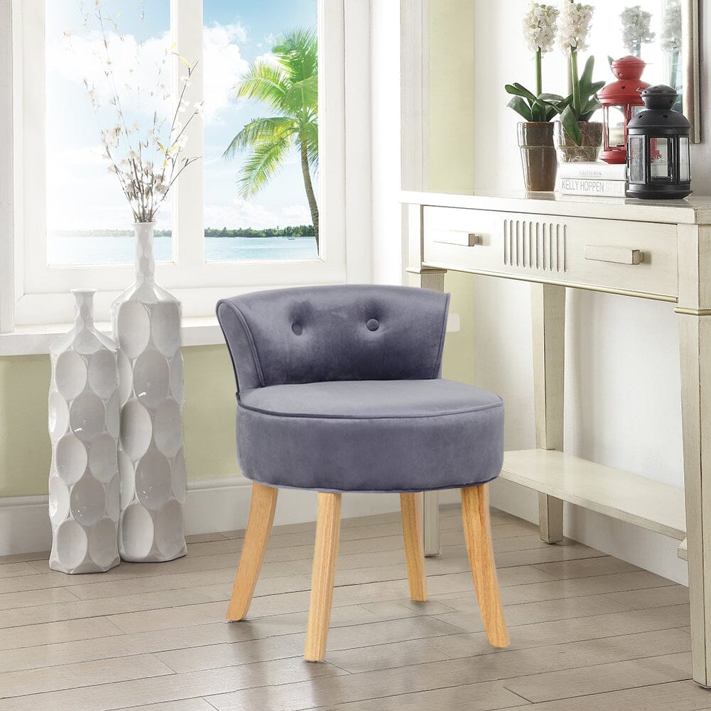 Velvet Vanity Stool with Button-Tufted Backrest & Dual Leg Finishes Living and Home 