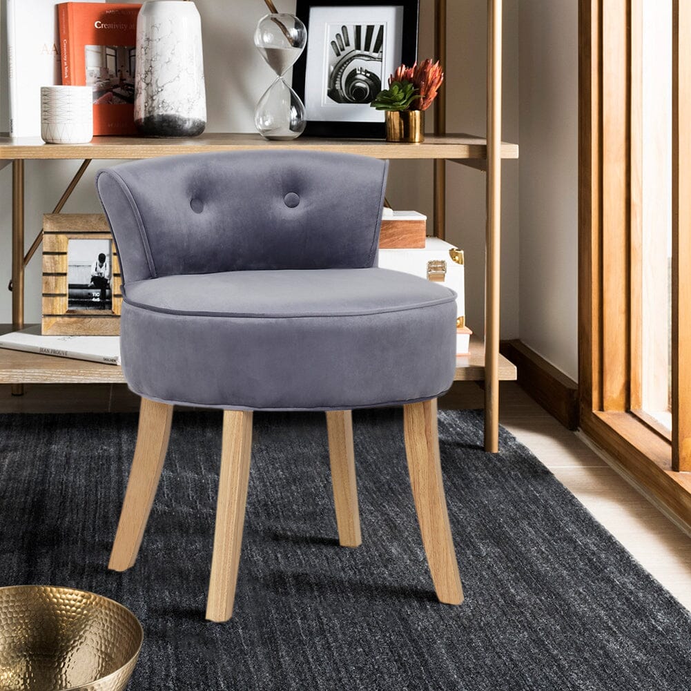 Velvet Vanity Stool with Button-Tufted Backrest & Dual Leg Finishes Living and Home 
