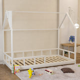 House Shape Bed Frame Pine Wood Toddler Bed with Safety Guard Fence Bed Frames Living and Home 