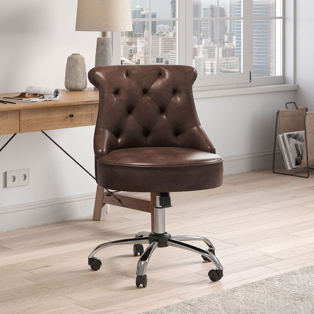 Executive Office Chair in Brown PU and Cowhide Velvet Living and Home 