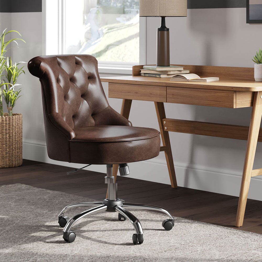 Executive Office Chair in Brown PU and Cowhide Velvet Living and Home 