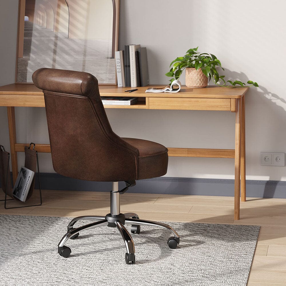 Executive Office Chair in Brown PU and Cowhide Velvet Living and Home 