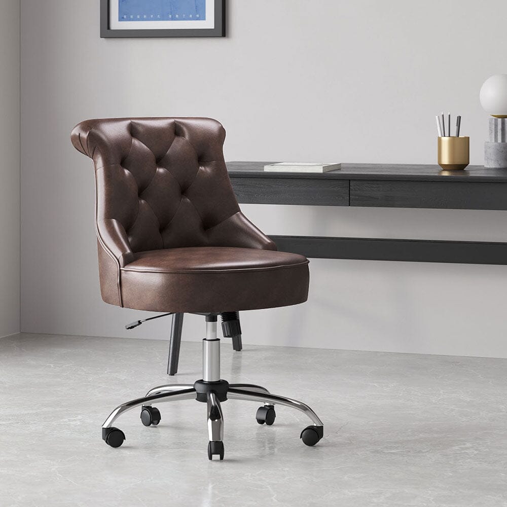 Executive Office Chair in Brown PU and Cowhide Velvet Living and Home 