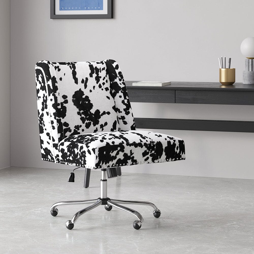 Executive Office Chair in Brown PU and Cowhide Velvet Living and Home 