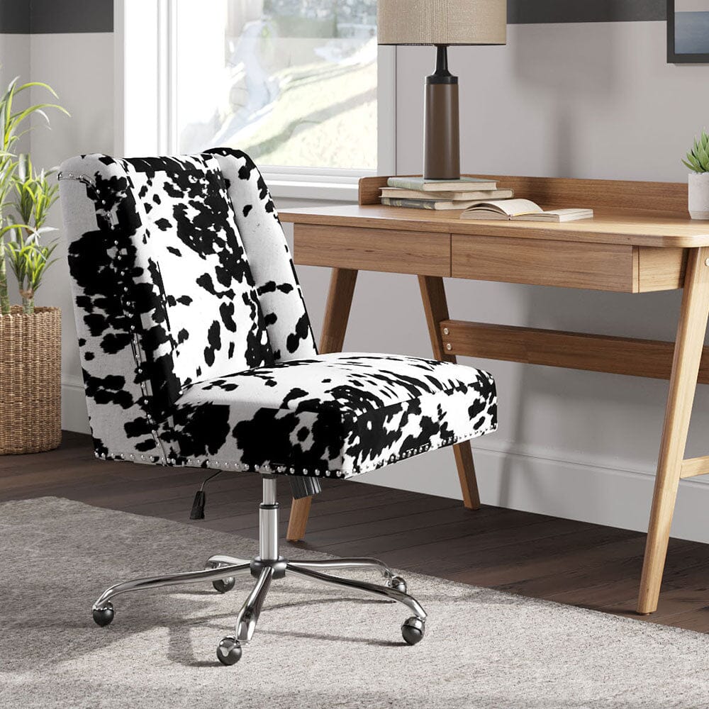 Executive Office Chair in Brown PU and Cowhide Velvet Living and Home 