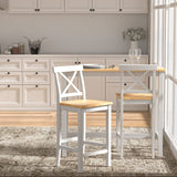 Solid Wood Pine Dining Set with 2 X Shaped Chairs White/Grey Dining Sets Living and Home 
