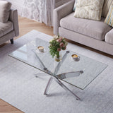 Clear Glass Coffee Table Creative Cross Legs Dining Table Coffee Tables Living and Home 