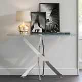 Clear Glass Console Table Creative Cross Legs Dining Table