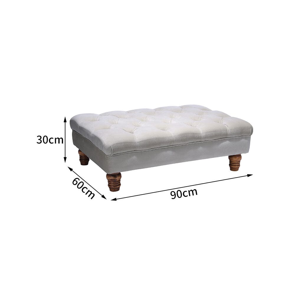 3Ft Wide Velvet Buttoned Thick Padded Footstool Footstools Living and Home 