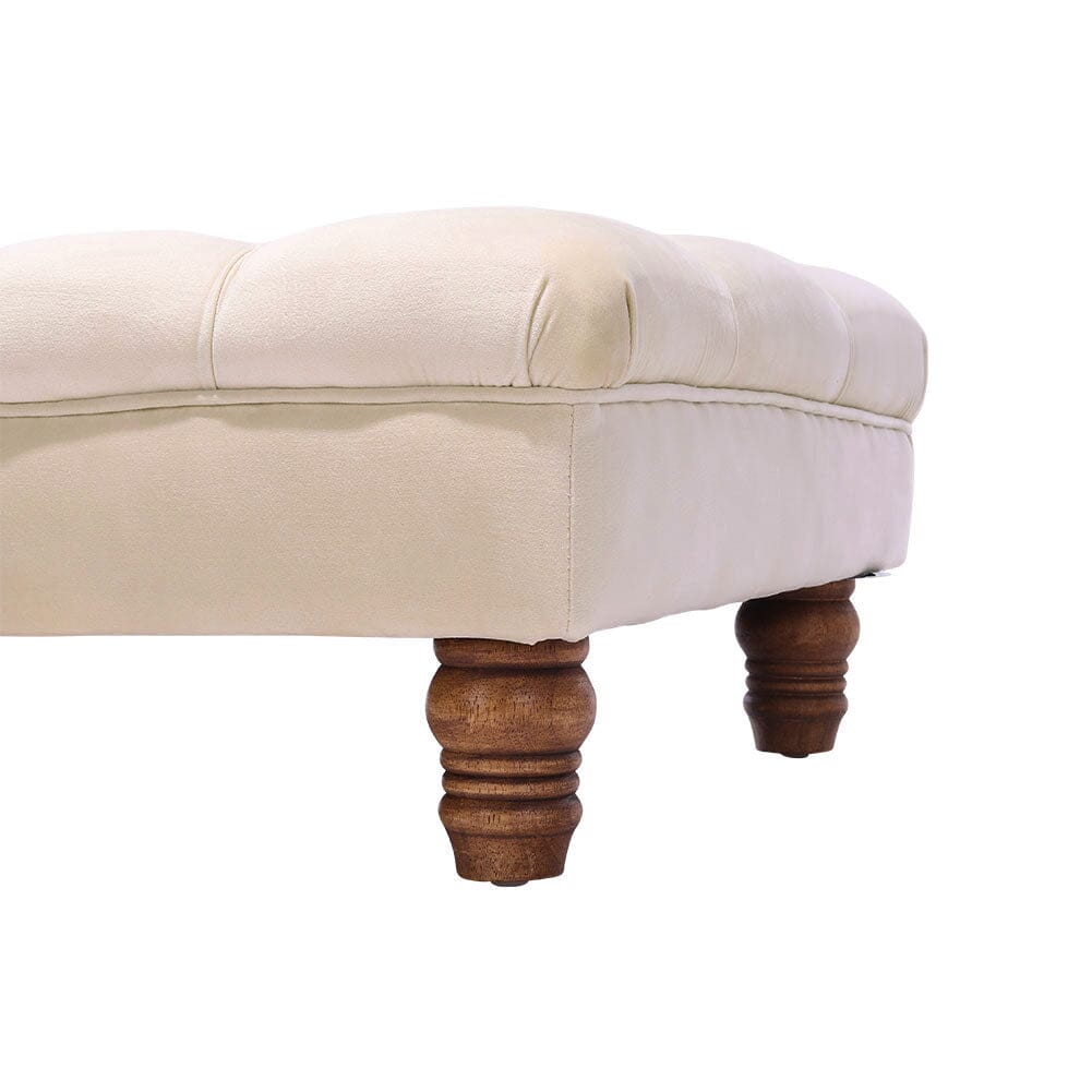 3Ft Wide Velvet Buttoned Thick Padded Footstool Footstools Living and Home 