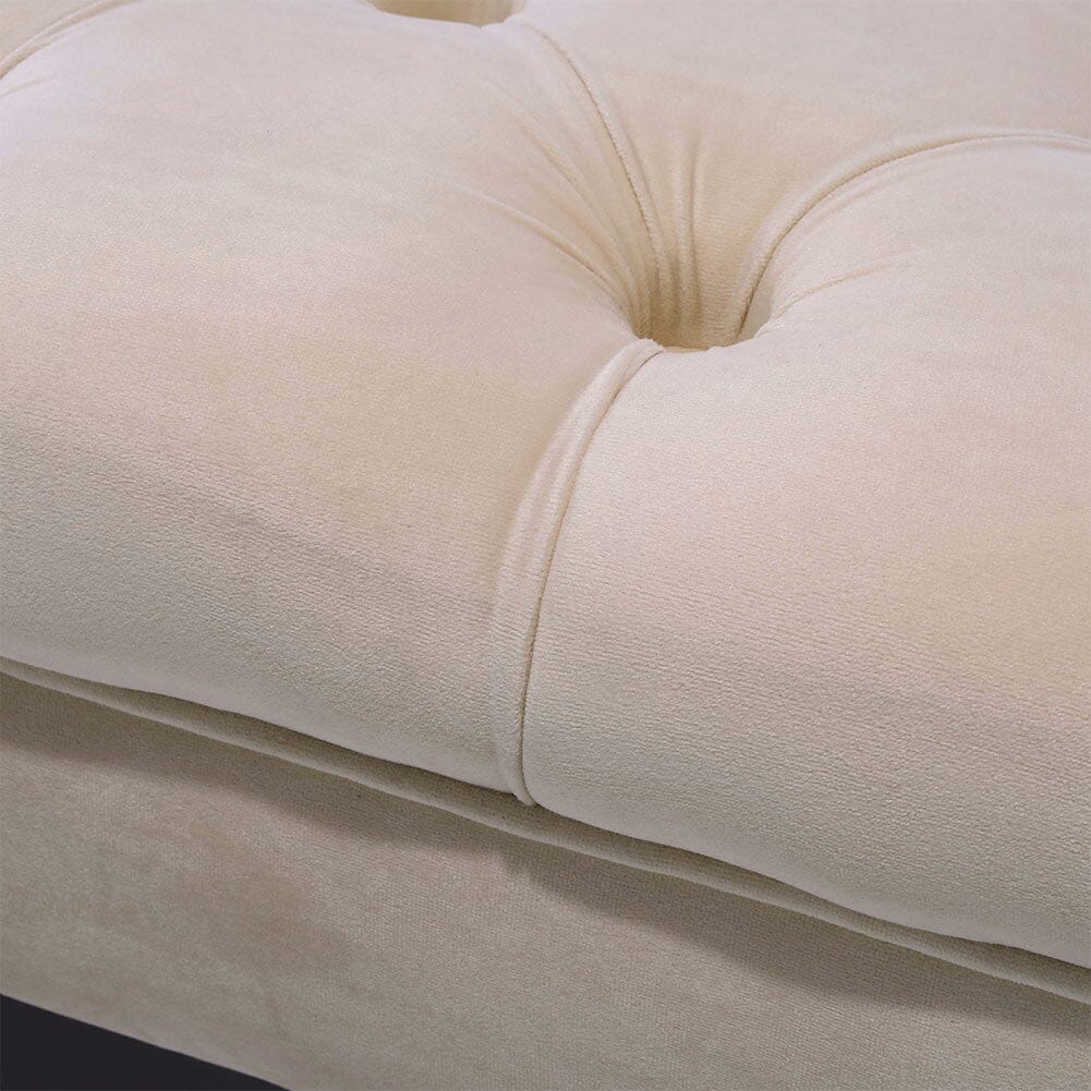 3Ft Wide Velvet Buttoned Thick Padded Footstool Footstools Living and Home 