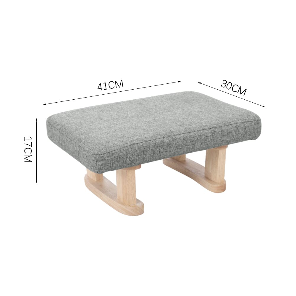 Linen Fabric Footstool Collection: Tufted Stool with Side Pocket & Low-Profile Footrest Living and Home 