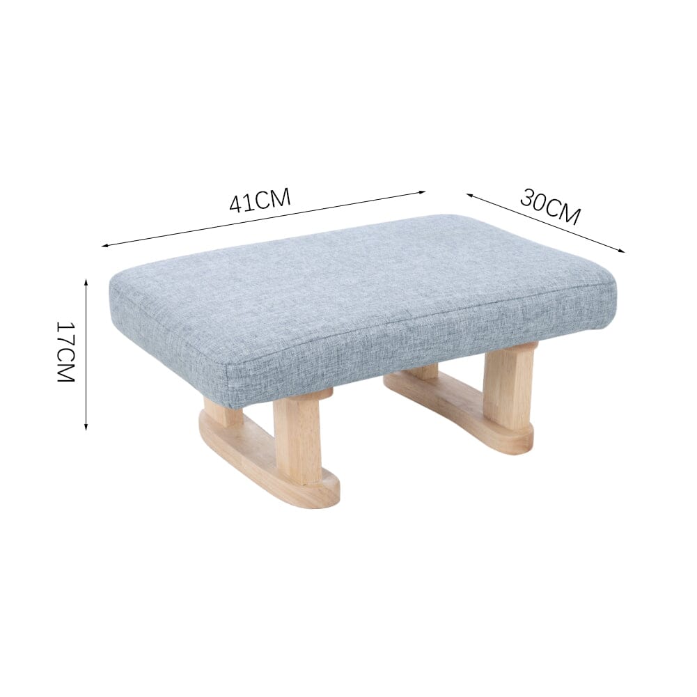 Linen Fabric Footstool Collection: Tufted Stool with Side Pocket & Low-Profile Footrest Living and Home 