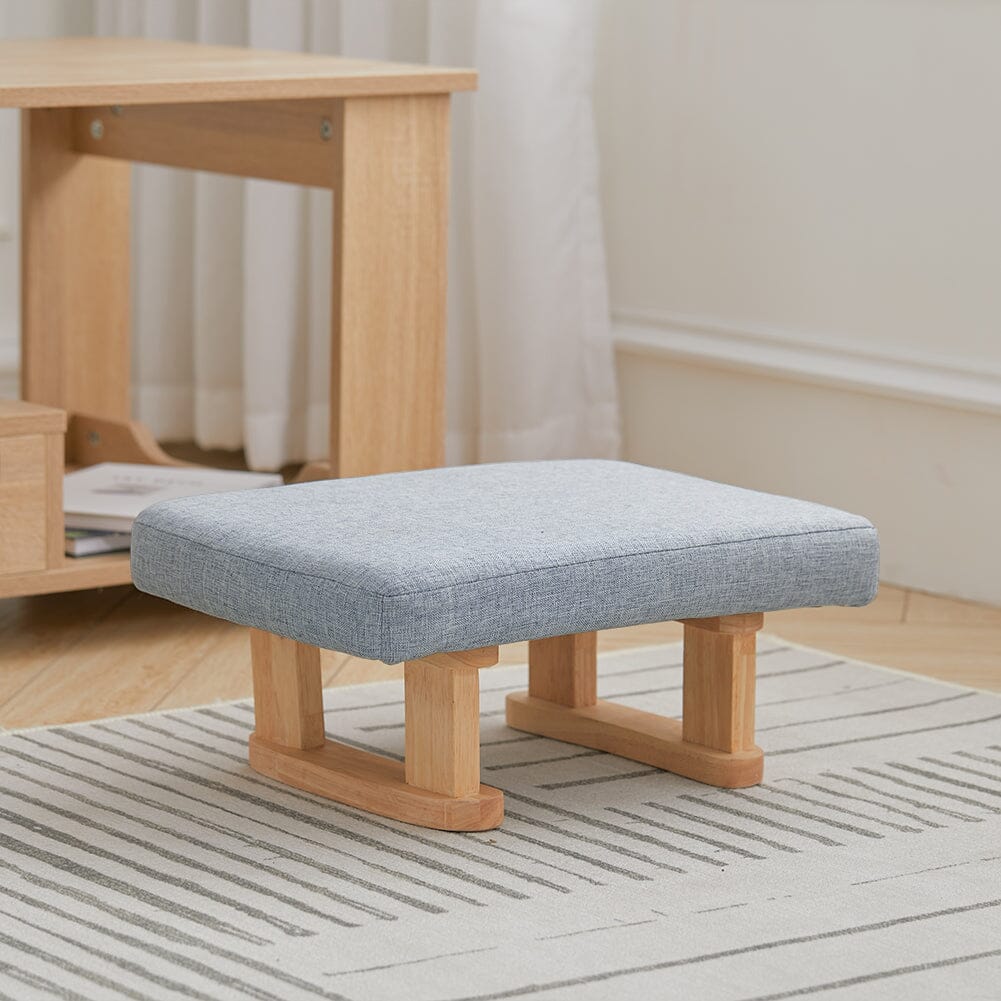 Linen Fabric Footstool Collection: Tufted Stool with Side Pocket & Low-Profile Footrest Living and Home 