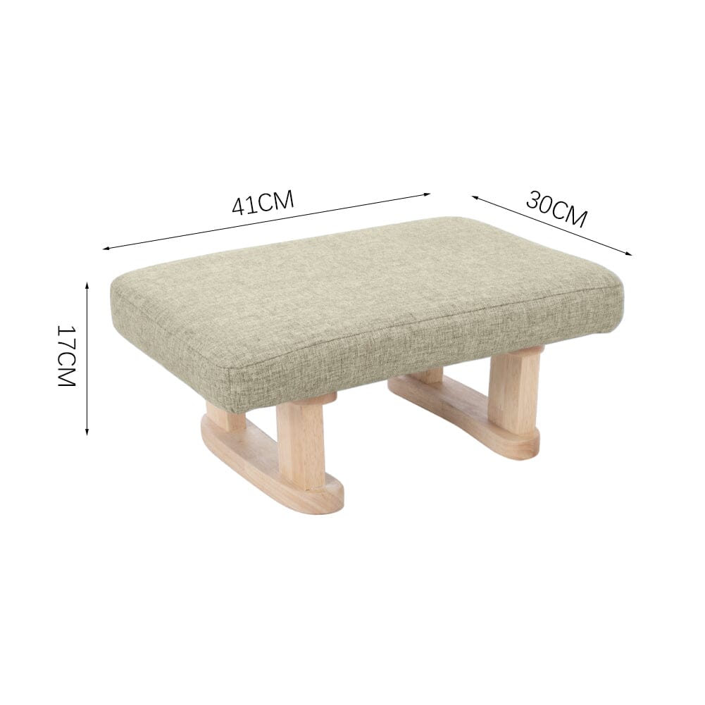 Linen Fabric Footstool Collection: Tufted Stool with Side Pocket & Low-Profile Footrest Living and Home 