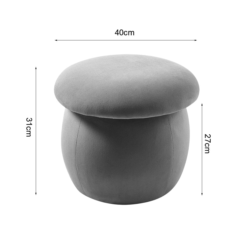 Mushroom-Shaped Round Ottoman Grey Velvet Living and Home 