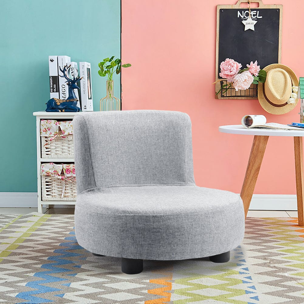 Linen Upholstered Rectangular Footstool with Wooden Legs Living and Home 