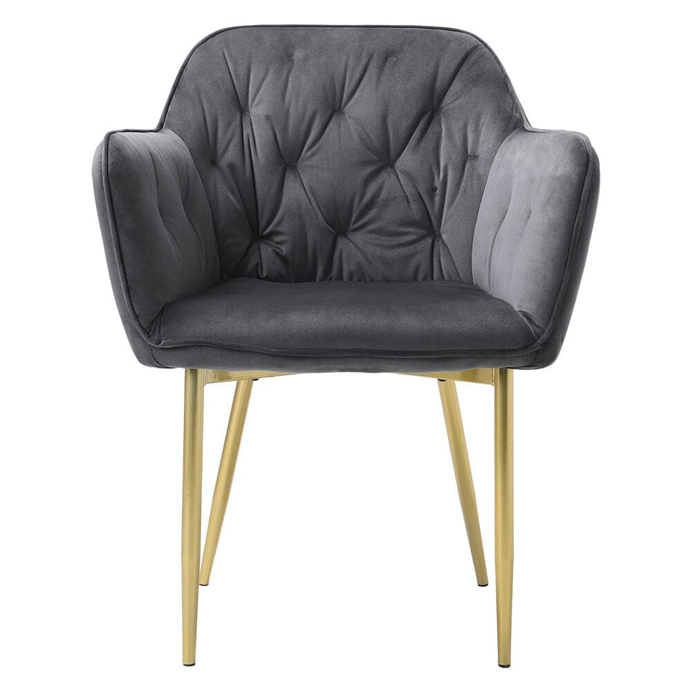 Stylish Gray Dining Chair with Gold Spray-Painted Legs and Velvet Upholstery Living and Home 